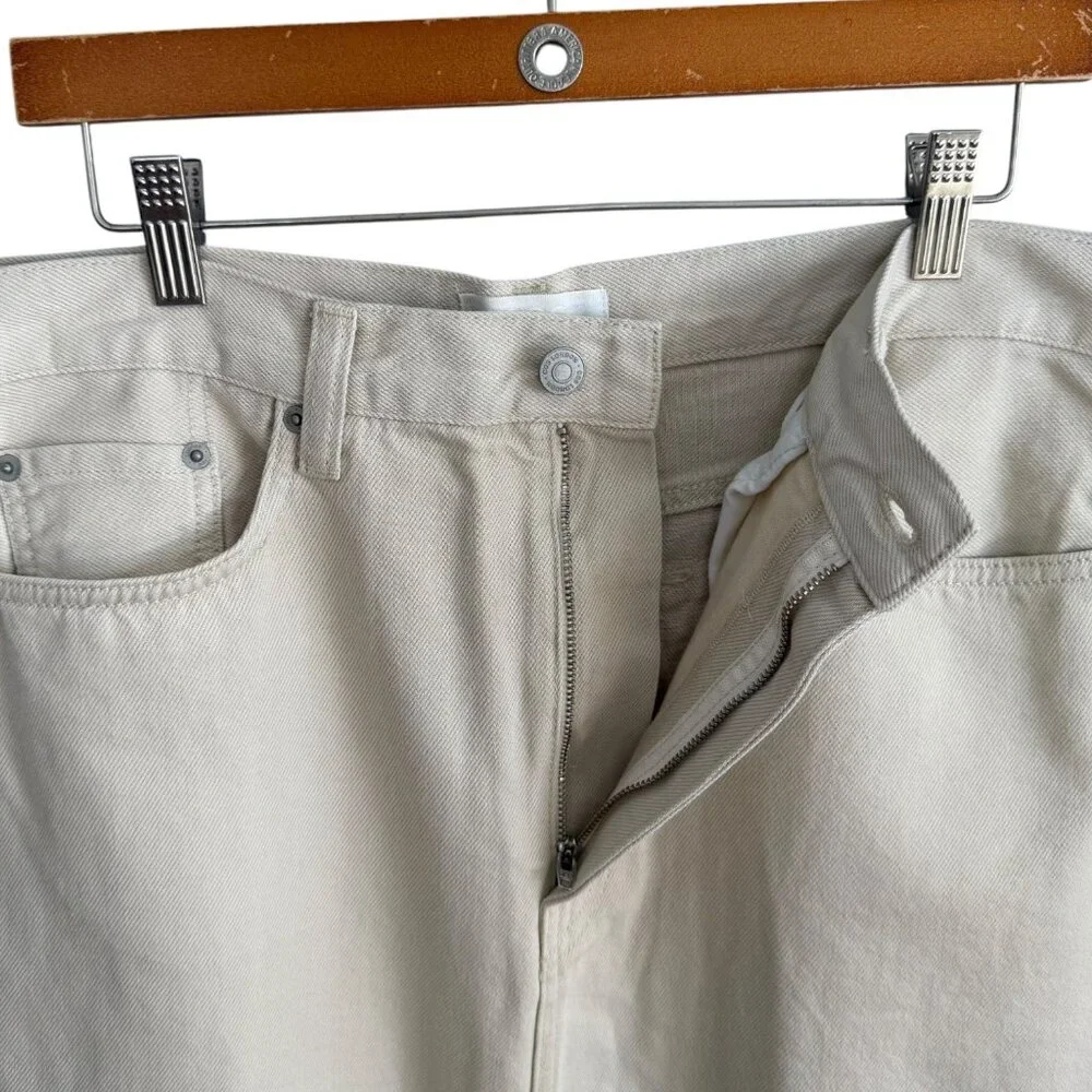 COS Denim Slit Midi Skirt Minimalist Clean Girl Americana Cream Size‎ 12